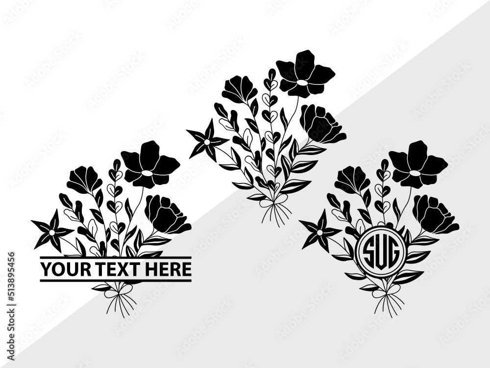 Wild Flower Monogram SVG | Flower Svg | Wild Flower Clipart | Wild