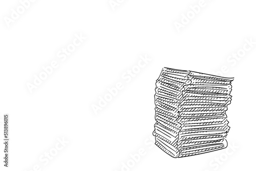 hand drawn of pile of documents. Business concept for time management, unfinished work, and heavy workload.