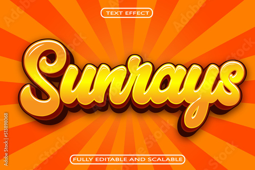 Sun Rays Editable Text Effect 3 Dimension Emboss Modern Style