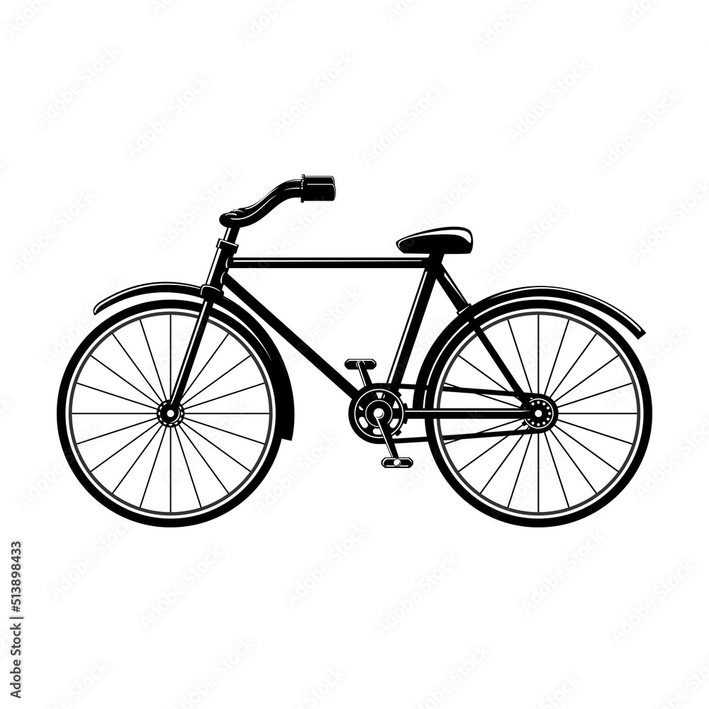 Silhouette of a bicycle on a white background isolated, eco-friendly transport for everyday riding and recreation, vector illustration