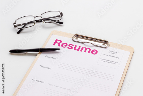 Wallpaper Mural Resume application form on office table. Find new job concept Torontodigital.ca