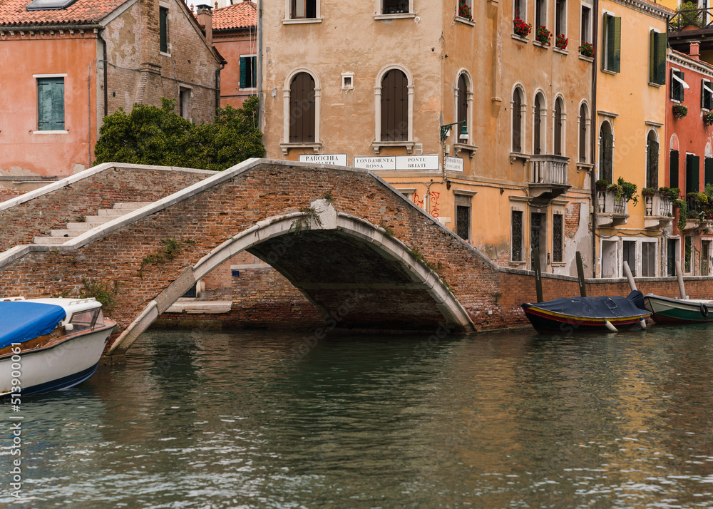 charming architectural detail of an old bridge in Venice, Italy 