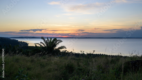 Colorful sunset near Kalangala on lake Victoria