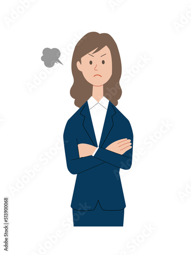 腕組みをして怒るビジネスウーマン