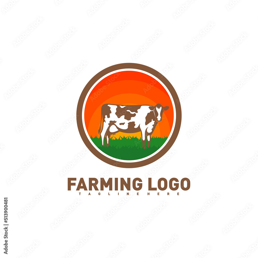 Cow logo vector illustration. Farm milk emblem. Dairy product logo ...