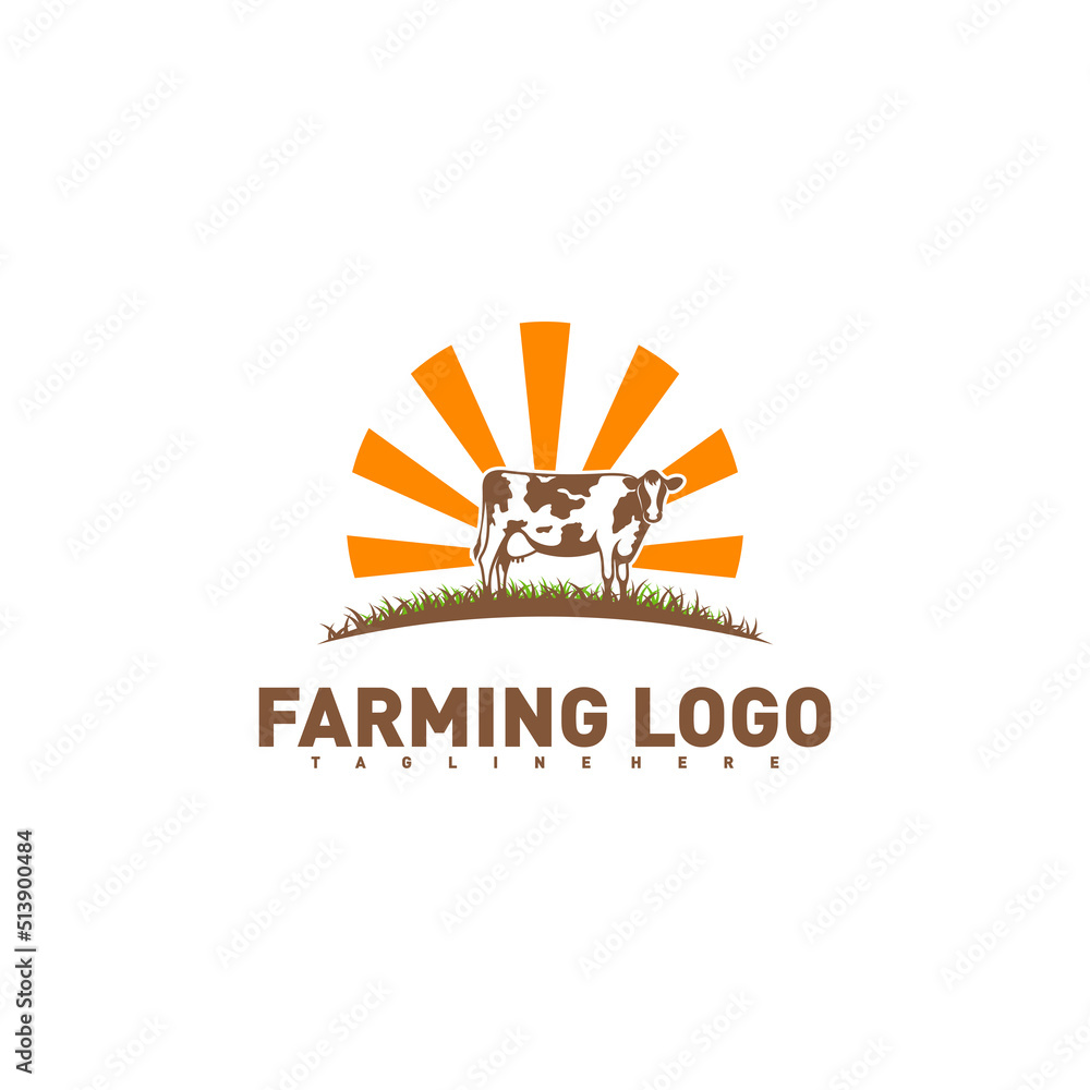 Cow logo vector illustration. Farm milk emblem. Dairy product logo ...
