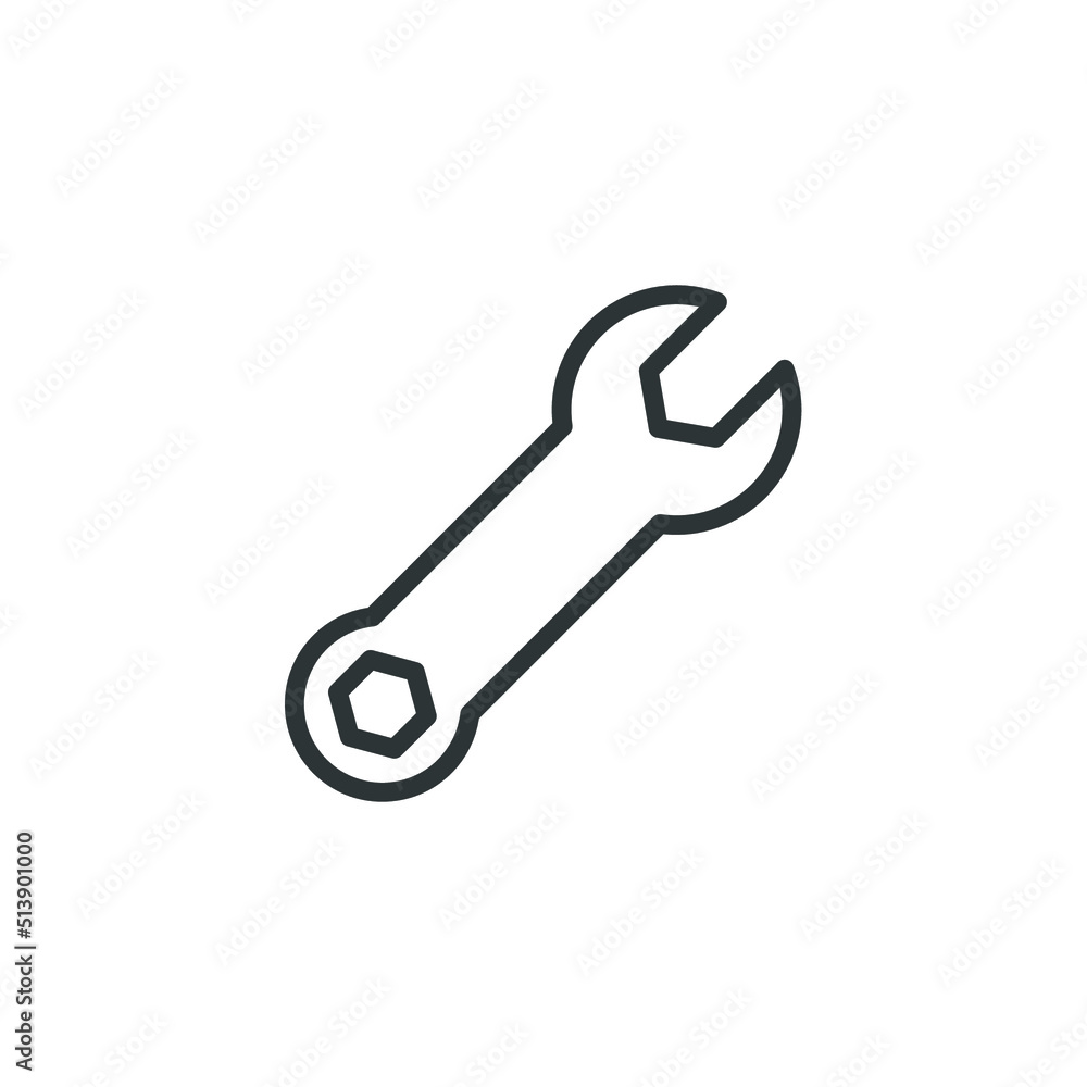 Vector sign of the wrench symbol is isolated on a white background. wrench icon color editable. Vector sign of the wrench symbol is isolated on a white background. wrench icon color editable.