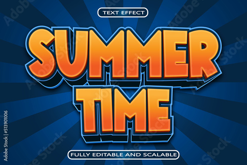 Summer Time Editable Text Effect 3 Dimension Emboss Modern Style