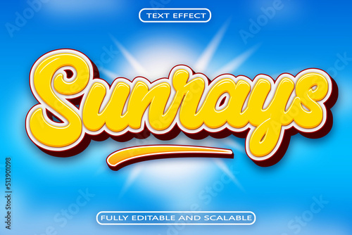 Sun Rays Editable Text Effect 3 Dimension Emboss Modern Style