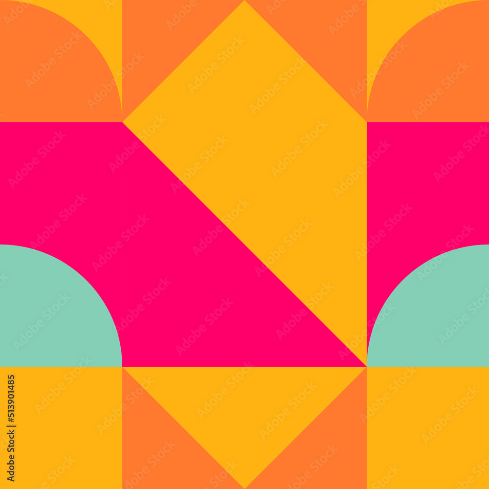 Abstract seamless pattern with geometric shapes. Squares triangles vintage background