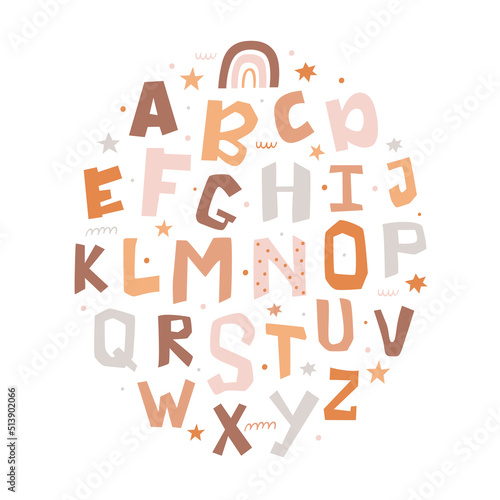 Bohemian alphabet poster for kids