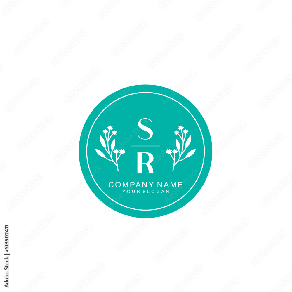 SR Beauty vector initial logo