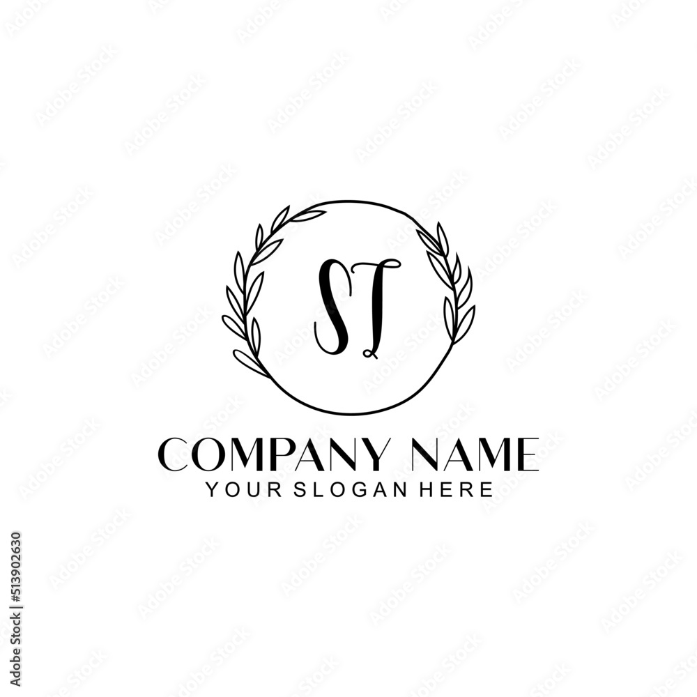 ST Beauty vector initial logo ST Beauty vector initial logo