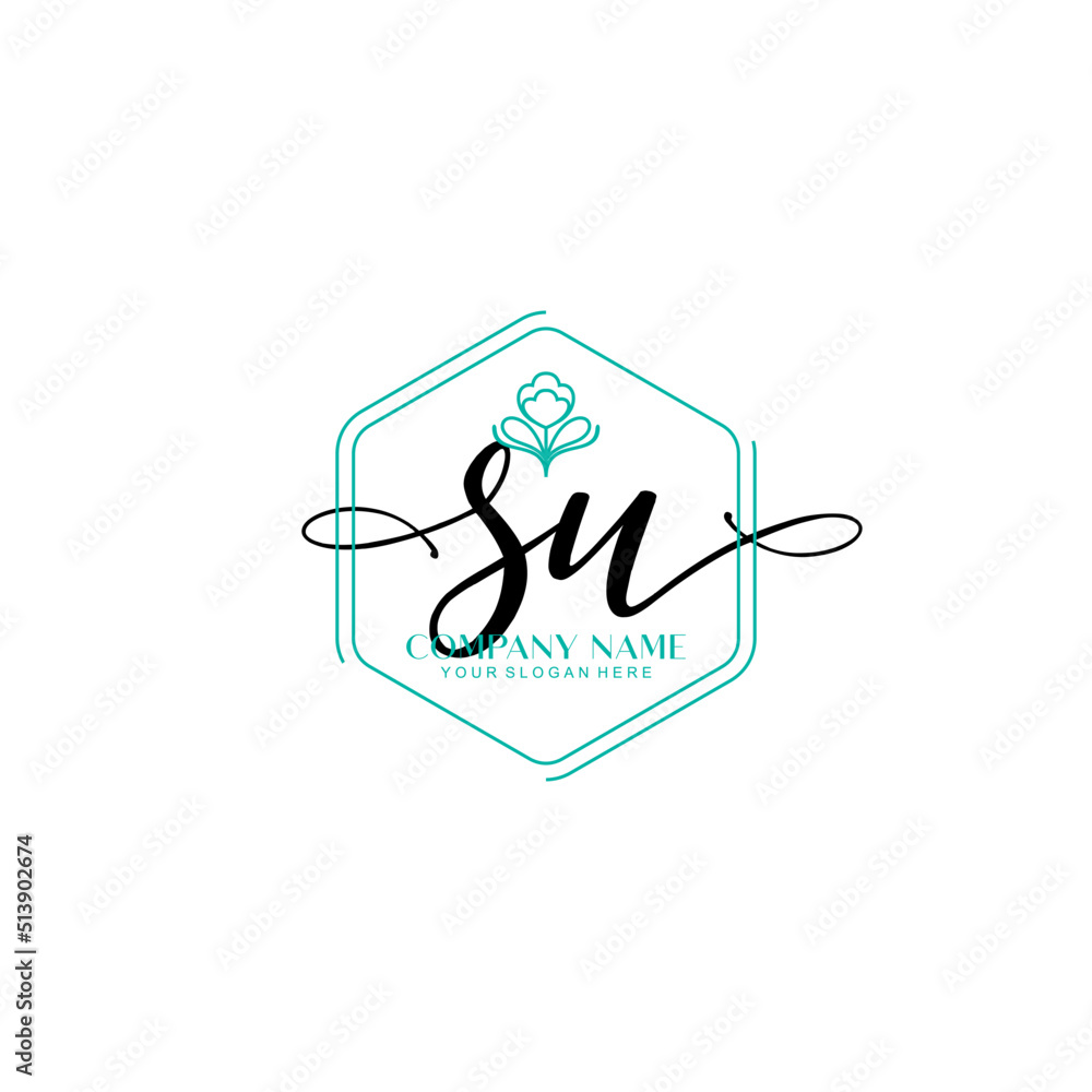 Fototapeta premium SU signature logo template vector 