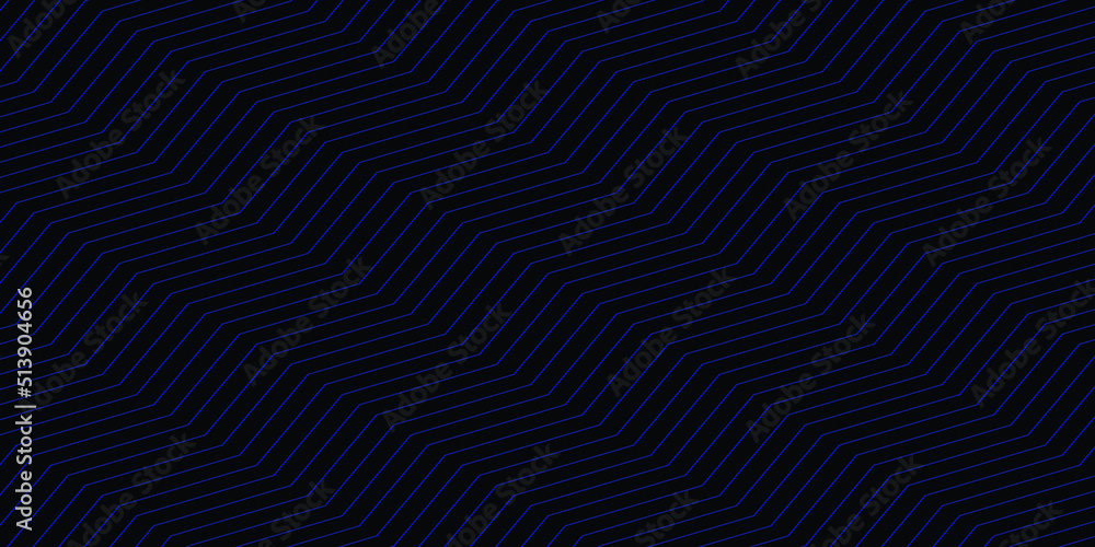 Black abstract background and blue zig zag line