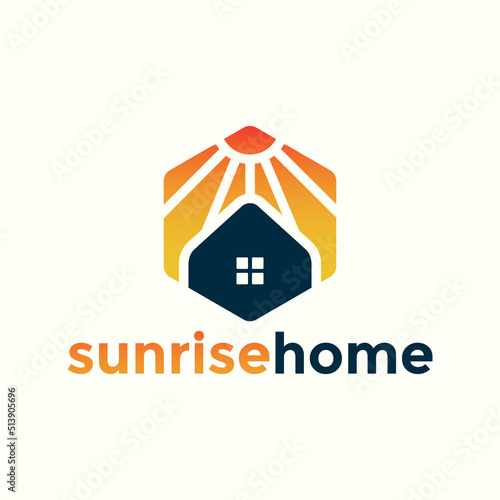 Modern sunrise home logo illustration design