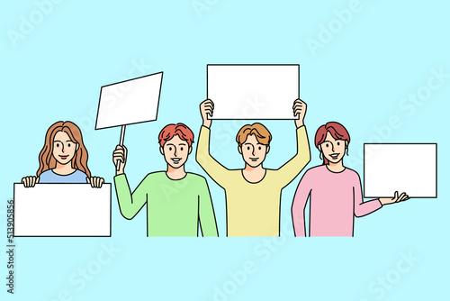 Children with placards on demonstration 