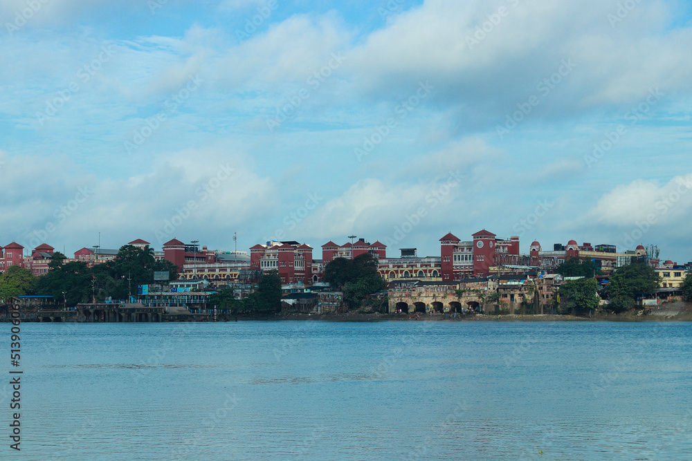 in the bank of river Ganges of Howrah, the Howrah station can be seen