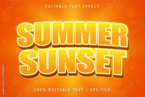 Summer Sunset Editable Text Effect 3 Dimension Emboss Modern Style