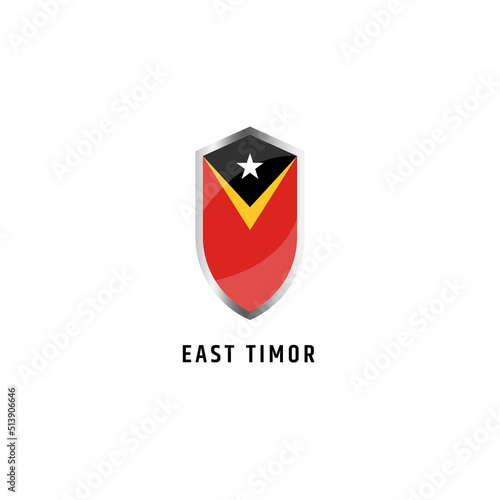 Free Download Flag of East Timor with shield shape icon flat vector illustration - GFXLoad
