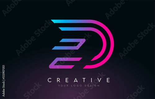 Monogram Lines ED E D Letter Logo Design. Creative Icon Modern Letters Vector Logo.