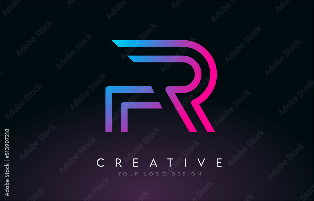 Monogram Lines FR F R Letter Logo Design. Creative Icon Modern Letters Vector Logo.