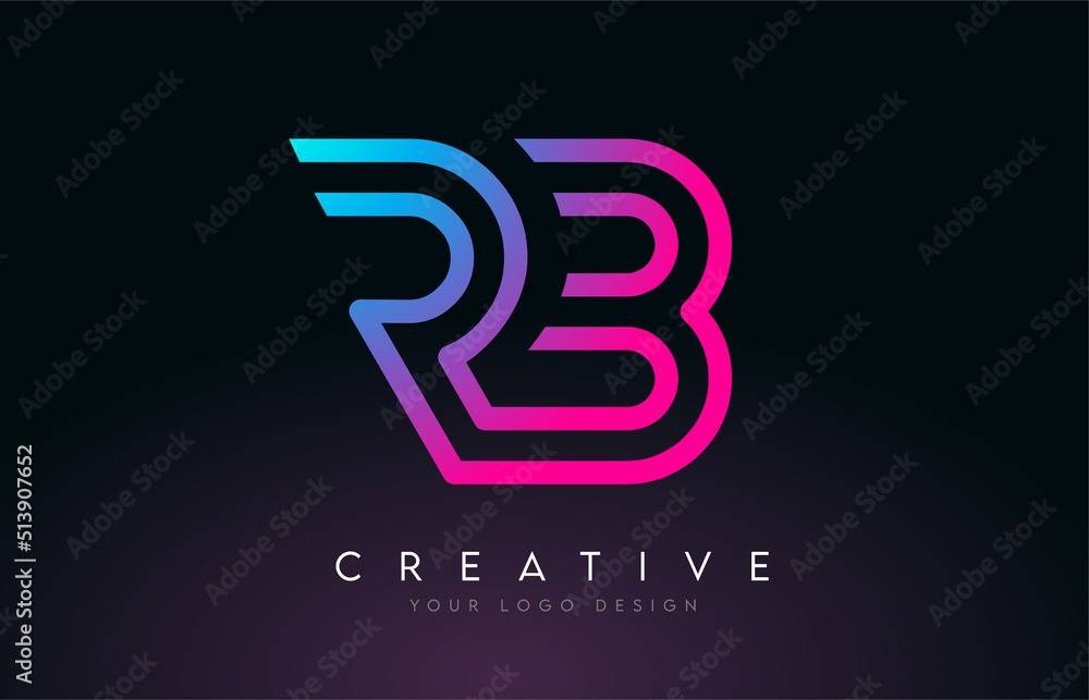 Monogram Lines RB R B Letter Logo Design. Creative Icon Modern Letters Vector Logo. Monogram Lines RB R B Letter Logo Design. Creative Icon Modern Letters Vector Logo.
