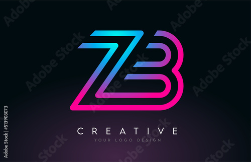 Monogram Lines ZB Z B Letter Logo Design. Creative Icon Modern Letters Vector Logo.