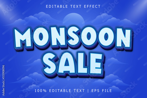Monsoon Sale Editable Text Effect 3 Dimension Emboss Modern Style