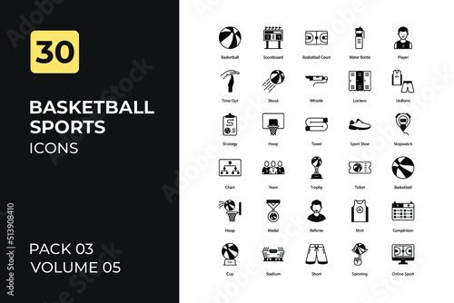 Basketball sport icons set