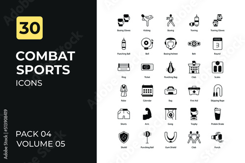 Combat sport icons set