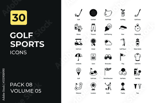 Golf sport icons set