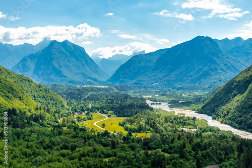 Bild auf Leinwand Wanderung zum Boka Wasserfall im Soca-Valley - Bovec - Slowenien