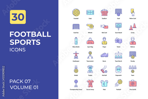 Football sports set in two tone color version. Flaticon collection set.