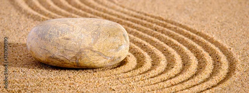 Obraz Japanese ZEN garden with yin yang stones in textured sand