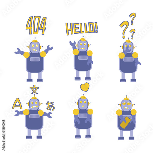 Set chat bot icon. Virtual assistant for website. Chatbot concept for customer service. Vector illustration