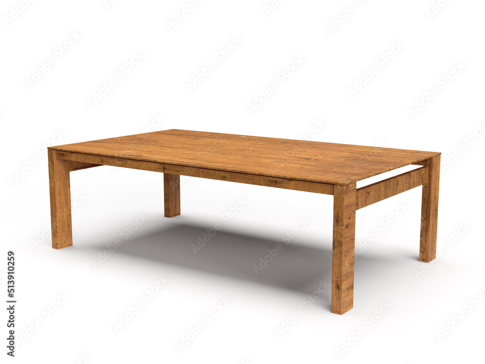 3d render low wooden long rectangular coffee table on a white background 3d render low wooden long rectangular coffee table on a white background