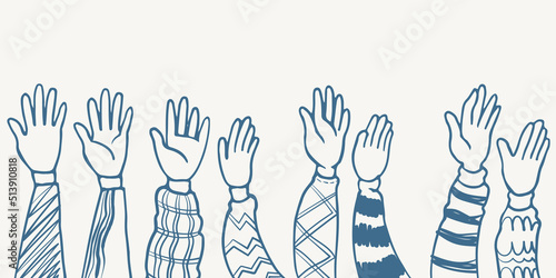 hand drawn eight hands five...