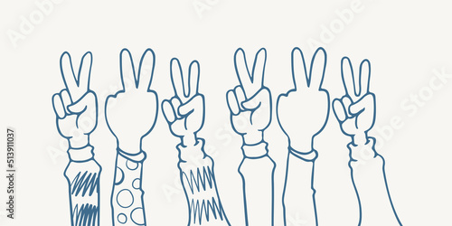 hand drawn six hands clappi...