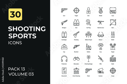 Shooting sports set in two tone color version. Flaticon collection set.