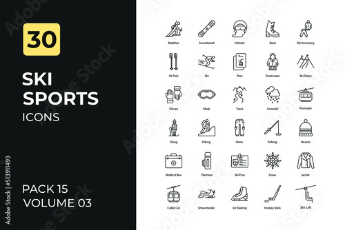 Ski sports set in two tone color version. Flaticon collection set.