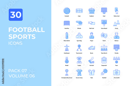 Football sports set in two tone color version. Flaticon collection set.