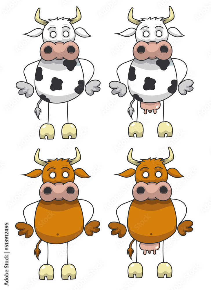 Vache et taureau en personnages bâton Vache et taureau en personnages bâton
