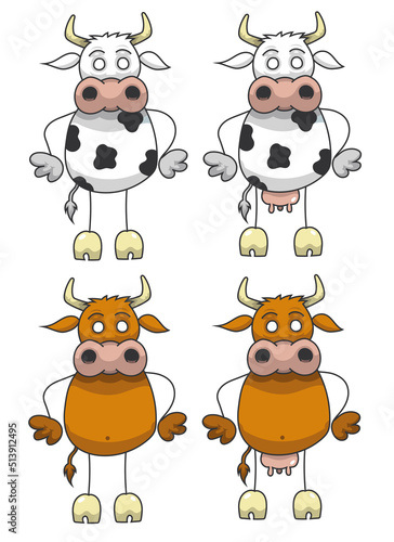 Vache et taureau en personnages bâton