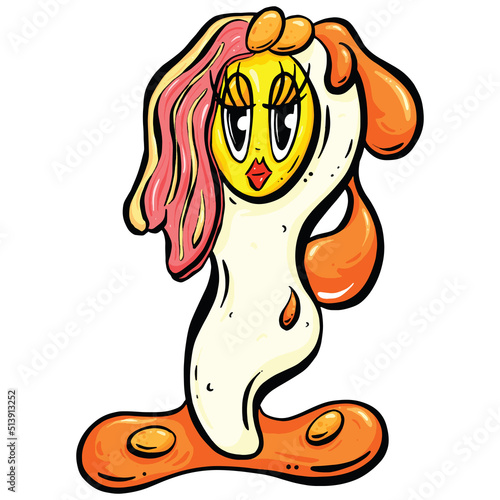 Sexy Egg Bacon and Beans Cartoon Mascot Fried Breakfast Fry Up Vector