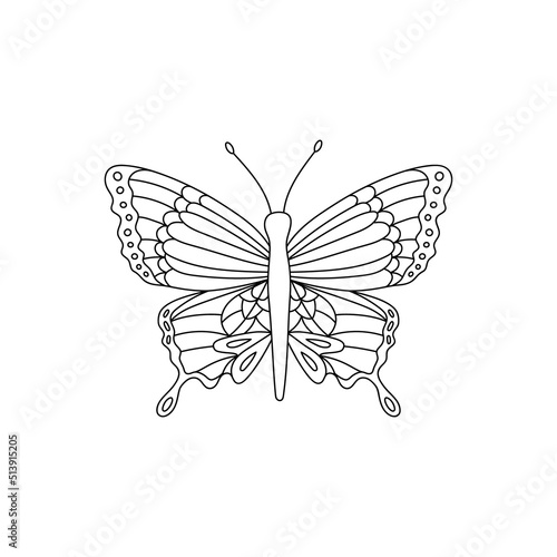 Butterfly vector black outline insect coloring page