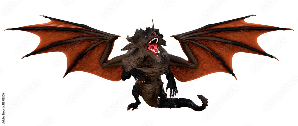 Fototapeta premium 3D Rendering Fairy Tale Dragon on White