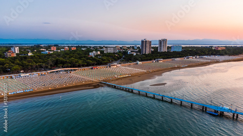 Sunrise in Lignano Sabbiadoro seen from above. From the sea to the lagoon, the city of holidays © Nicola Simeoni