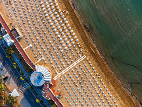 Sunrise in Lignano Sabbiadoro seen from above. From the sea to the lagoon, the city of holidays photo