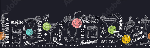 Fun hand drawn cocktails seamless pattern, great for banners, textiles, wallpapers, wrapping - vector design